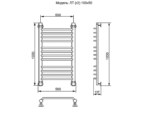 Приобрести Водяной полотенцесушитель Ника Trapezium ЛТ (Г2) 100/50 Хром в магазине сантехники Santeh-Crystal.ru
