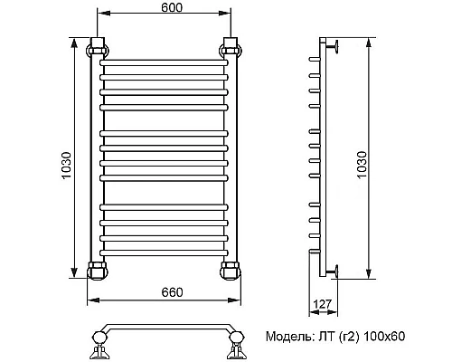 Приобрести Водяной полотенцесушитель Ника Trapezium ЛТ (Г2) 100/60 Хром в магазине сантехники Santeh-Crystal.ru