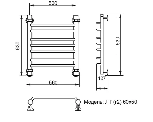 Купить Водяной полотенцесушитель Ника Trapezium ЛТ (Г2) 60/50 Хром в магазине сантехники Santeh-Crystal.ru