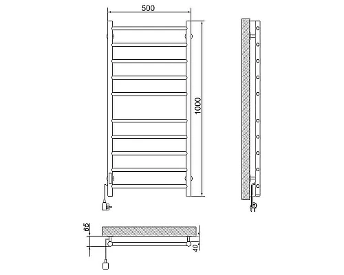 Заказать Электрический полотенцесушитель Ника WAY-2 100/50 Черный матовый в магазине сантехники Santeh-Crystal.ru