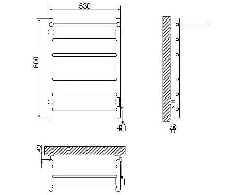 Приобрести Электрический полотенцесушитель Ника WAY-2 60/50 с полкой Белый матовый в магазине сантехники Santeh-Crystal.ru