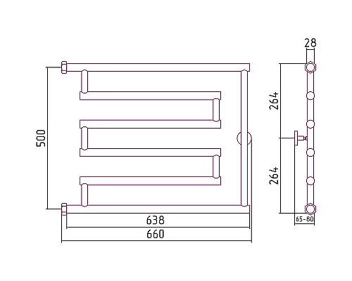 Приобрести Водяной полотенцесушитель Сунержа High-Tech L 500x650 30-0052-5065 Белый матовый в магазине сантехники Santeh-Crystal.ru
