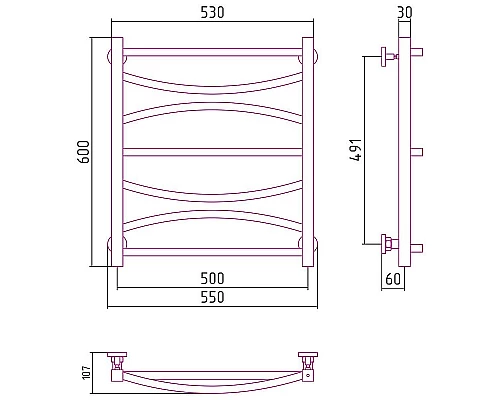 Купить Водяной полотенцесушитель Сунержа Ажур 600х500 00-0255-6050 Хром в магазине сантехники Santeh-Crystal.ru
