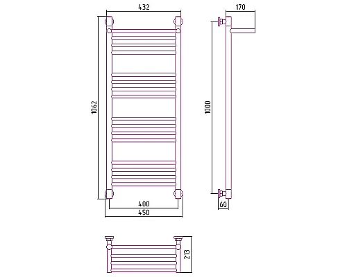 Приобрести Водяной полотенцесушитель Сунержа Богема+ 1200х400 00-0223-1240 с полкой Хром в магазине сантехники Santeh-Crystal.ru