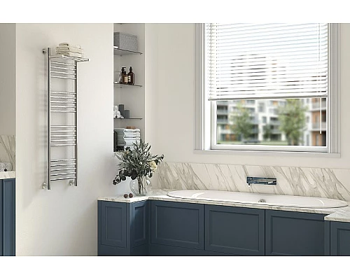 Приобрести Водяной полотенцесушитель Сунержа Богема+ 1200х400 00-0223-1240 с полкой Хром в магазине сантехники Santeh-Crystal.ru