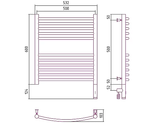 Заказать Электрический полотенцесушитель Сунержа Богема 3.0 600x500 R 00-5803-6050 Хром в магазине сантехники Santeh-Crystal.ru