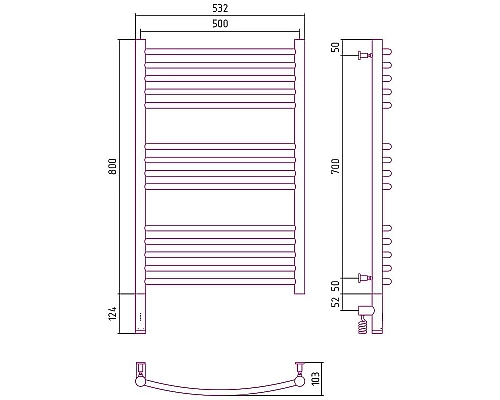 Заказать Электрический полотенцесушитель Сунержа Богема 3.0 800x500 L 12-5802-8050 Белый в магазине сантехники Santeh-Crystal.ru