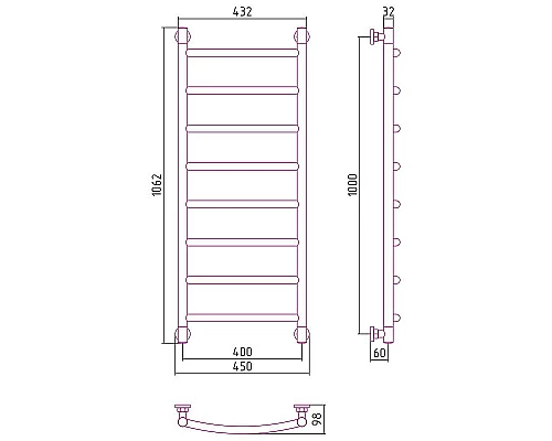 Купить Водяной полотенцесушитель Сунержа Галант+ 1000х400 00-0200-1040 Хром в магазине сантехники Santeh-Crystal.ru