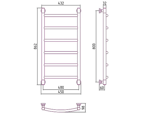 Купить Водяной полотенцесушитель Сунержа Галант+ 800х400 00-0200-8040 Хром в магазине сантехники Santeh-Crystal.ru