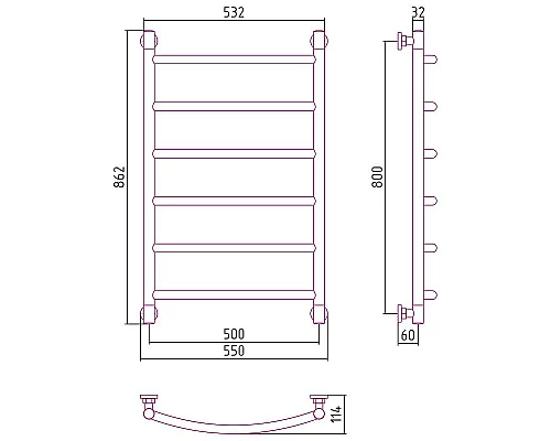Приобрести Водяной полотенцесушитель Сунержа Галант+ 800х500 12-0200-8050 Белый в магазине сантехники Santeh-Crystal.ru