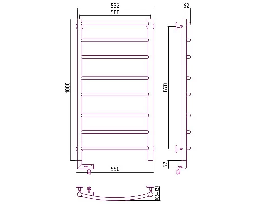 Купить Электрический полотенцесушитель Сунержа Галант 2.0 1000x500 L 00-5200-1050 Хром в магазине сантехники Santeh-Crystal.ru