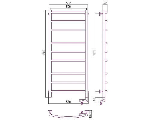 Приобрести Электрический полотенцесушитель Сунержа Галант 2.0 1200x500 R 00-5201-1250 Хром в магазине сантехники Santeh-Crystal.ru