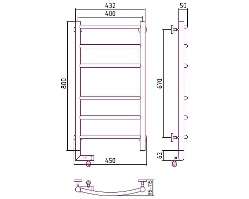 Купить Электрический полотенцесушитель Сунержа Галант 2.0 800x400 L 00-5200-8040 Хром в магазине сантехники Santeh-Crystal.ru