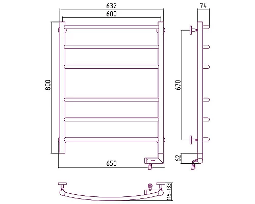 Купить Электрический полотенцесушитель Сунержа Галант 2.0 800x600 R 00-5201-8060 Хром в магазине сантехники Santeh-Crystal.ru