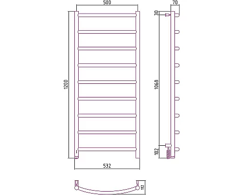 Купить Электрический полотенцесушитель Сунержа Галант 4.0 1200x500 L 00-0830-1250 Хром в магазине сантехники Santeh-Crystal.ru