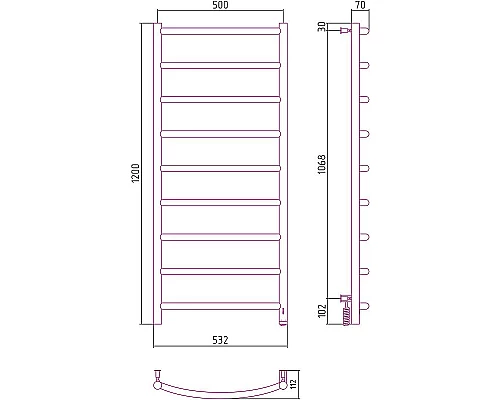 Купить Электрический полотенцесушитель Сунержа Галант 4.0 1200x500 R 00-0831-1250 Хром в магазине сантехники Santeh-Crystal.ru