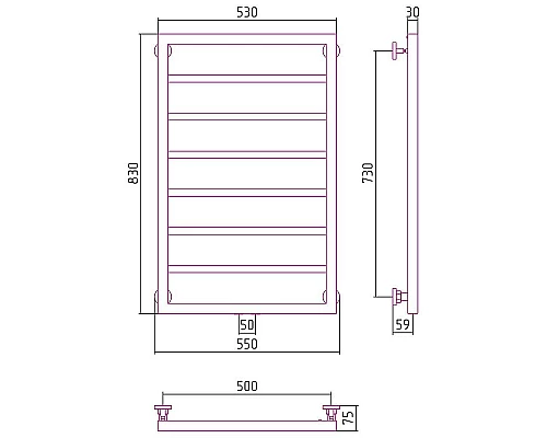 Купить Водяной полотенцесушитель Сунержа Канцлер 800х500 31-0254-8050 Черный матовый в магазине сантехники Santeh-Crystal.ru