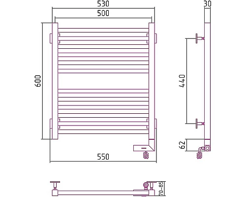 Заказать Электрический полотенцесушитель Сунержа Модус 2.0 600x500 R 00-5601-6050 Хром в магазине сантехники Santeh-Crystal.ru