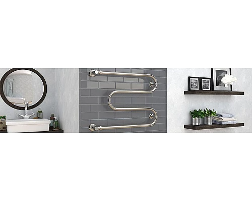 Заказать Водяной полотенцесушитель Сунержа Стилье М-образный 500х500 00004-5050 Хром в магазине сантехники Santeh-Crystal.ru