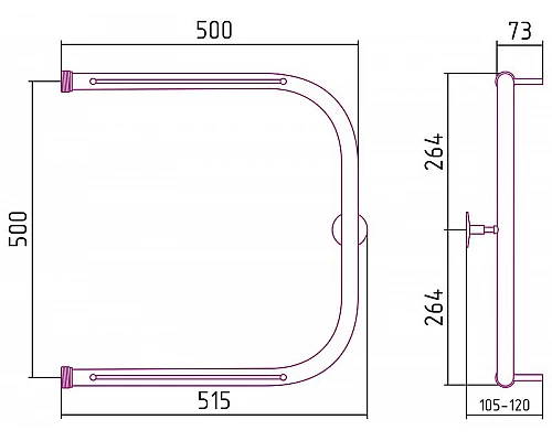 Приобрести Водяной полотенцесушитель Сунержа Стилье П-образный 500х500 00012-5050 Хром в магазине сантехники Santeh-Crystal.ru
