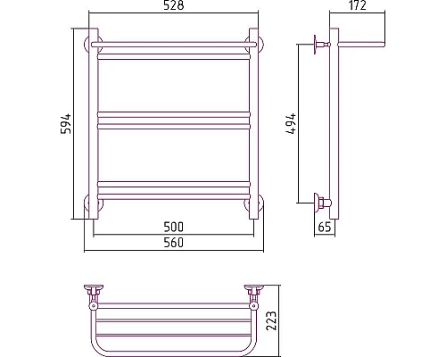 Заказать Водяной полотенцесушитель Сунержа Стилье Версия-Н1 600х500 00621-6050 Хром в магазине сантехники Santeh-Crystal.ru