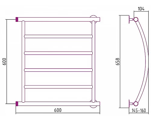 Приобрести Водяной полотенцесушитель Сунержа Стилье Минор 600х600 00602-6060 Хром в магазине сантехники Santeh-Crystal.ru