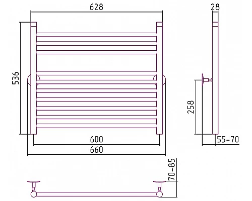 Купить Водяной полотенцесушитель Сунержа Стилье Универсал-53 600х600 00653-6060 Хром в магазине сантехники Santeh-Crystal.ru