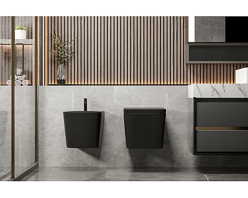 Биде Abber Rechteck AC1250MB подвесное Черное матовое