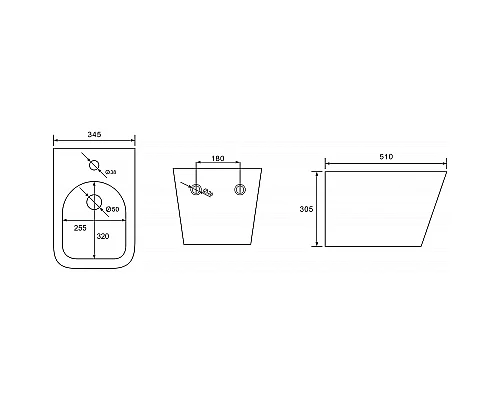 Биде Abber Rechteck AC1250MB подвесное Черное матовое