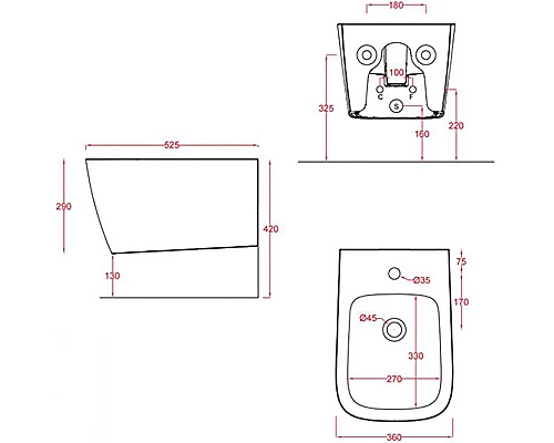 Купить Биде Artceram A16 ASB001 05 00 подвесное Белое матовое в магазине сантехники Santeh-Crystal.ru
