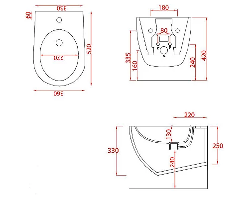 Купить Биде Artceram File 2.0 FLB001 17 30 подвесное Черное матовое в магазине сантехники Santeh-Crystal.ru