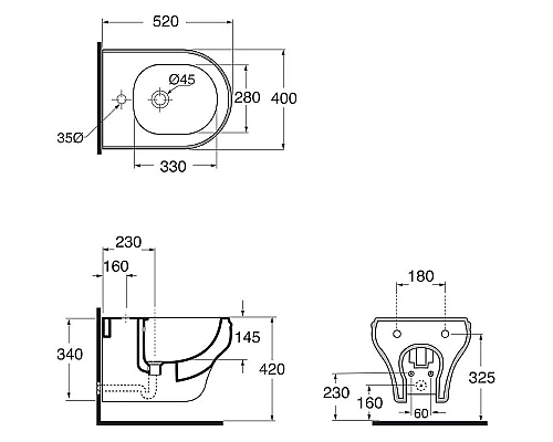 Купить Биде Azzurra Charme CHBKS000000M/(CHA500/SOSK bi)x1 подвесное Белое в магазине сантехники Santeh-Crystal.ru