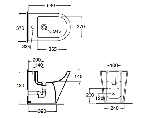 Приобрести Биде Azzurra Forma FMBIT000000MBIx1/(FOR500 bix1) Белое в магазине сантехники Santeh-Crystal.ru