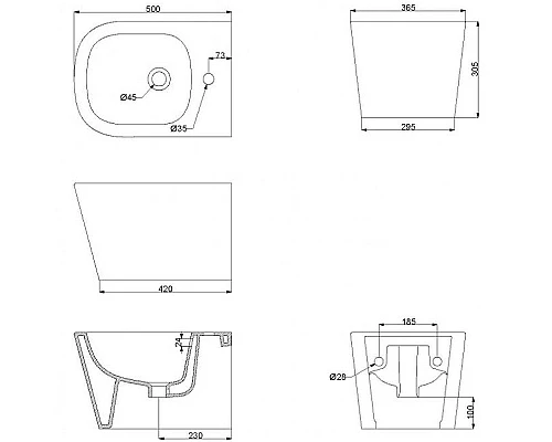 Биде BelBagno Albano BB120BH подвесное Белое
