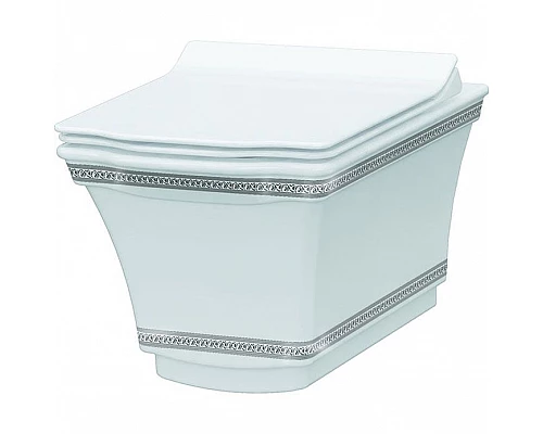 Купить Биде Boheme Hermitage 953-CR подвесное Белое с узором Хром в магазине сантехники Santeh-Crystal.ru