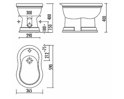 Заказать Биде Creavit Klasik KL500-00PR00E-0000 Карамель в магазине сантехники Santeh-Crystal.ru