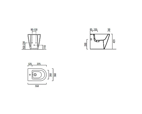 Приобрести Биде GSI Kube X 9462111 приставное Белое в магазине сантехники Santeh-Crystal.ru