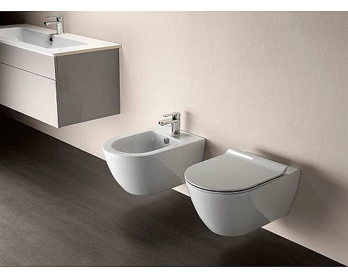 Приобрести Биде GSI Pura 8865111 подвесное Белое глянцевое в магазине сантехники Santeh-Crystal.ru