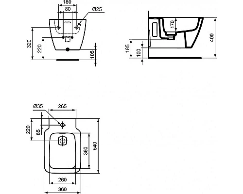 Купить Биде Ideal Standard Strada II T297101 подвесное Euro White в магазине сантехники Santeh-Crystal.ru
