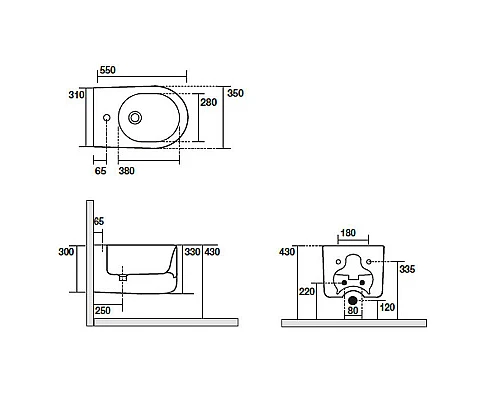 Купить Биде Kerasan Nolita 532589x1 подвесное Ferro matt в магазине сантехники Santeh-Crystal.ru