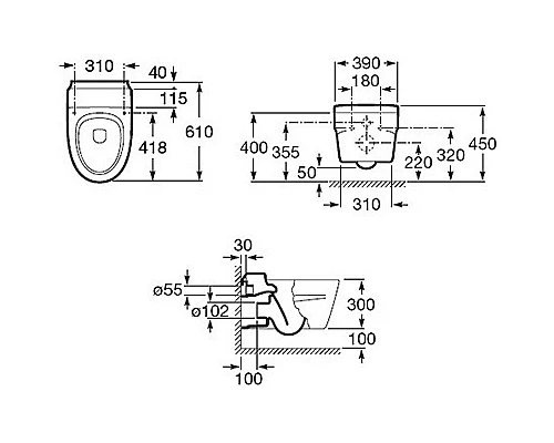 Приобрести Биде Roca Khroma 357655000 подвесное Белое в магазине сантехники Santeh-Crystal.ru