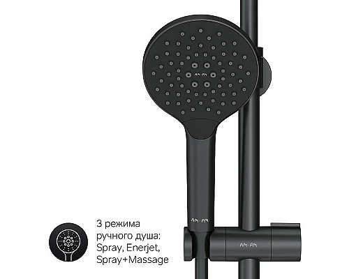 Заказать Душевая система AM.PM Like F0780522 с термостатом Черная матовая в магазине сантехники Santeh-Crystal.ru