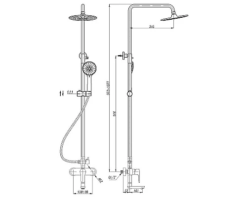 Приобрести Душевая система Abber AF8316B Черный матовый в магазине сантехники Santeh-Crystal.ru