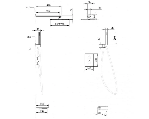 Купить Душевая система Abber Insel AF8050 с термостатом Хром в магазине сантехники Santeh-Crystal.ru