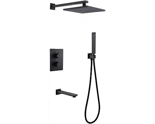 Приобрести Душевая система Abber Insel AF8050B с термостатом Черная матовая в магазине сантехники Santeh-Crystal.ru