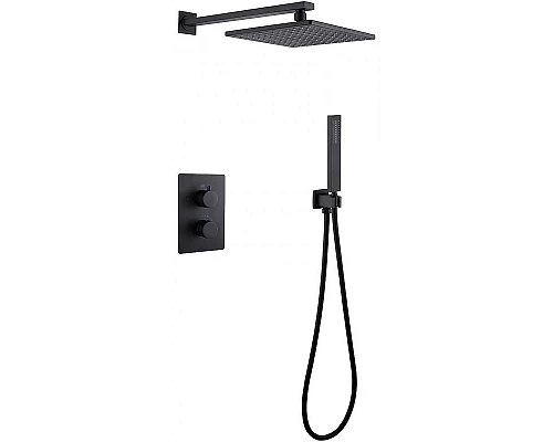 Купить Душевая система Abber Insel AF8051B с термостатом Черная матовая в магазине сантехники Santeh-Crystal.ru
