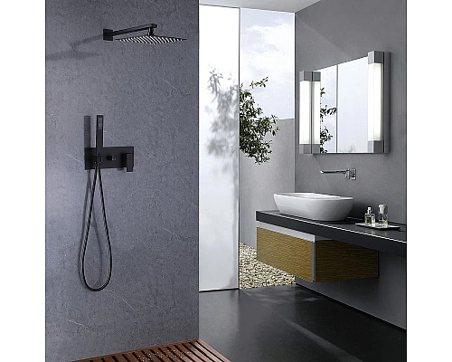 Заказать Душевая система Abber Daheim AF8218B Черная матовая в магазине сантехники Santeh-Crystal.ru