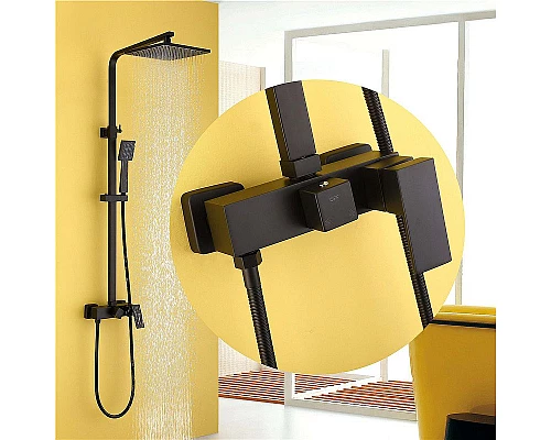 Заказать Душевая система Abber Daheim AF8220B Черная матовая в магазине сантехники Santeh-Crystal.ru