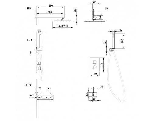 Купить Душевая система Abber Daheim AF8250G с термостатом Золото матовое в магазине сантехники Santeh-Crystal.ru