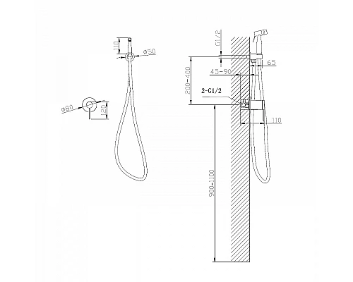 Гигиенический душ со смесителем Abber Emotion AF8825B Черный матовый